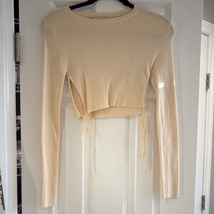Zara Cream Ribbed Crop Top
